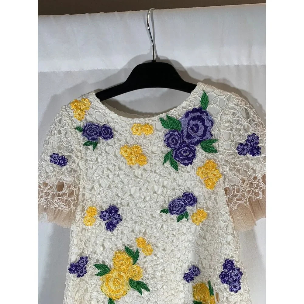 NEW $248 Tadashi Shoji Kids Bella Blossom Lace Dress Ivory [Girls‎ SZ 4 ] #G353